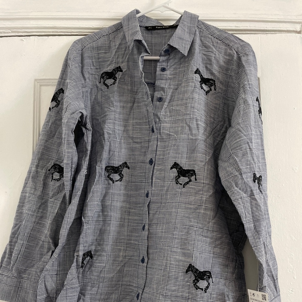 Zara button down shirt - horses